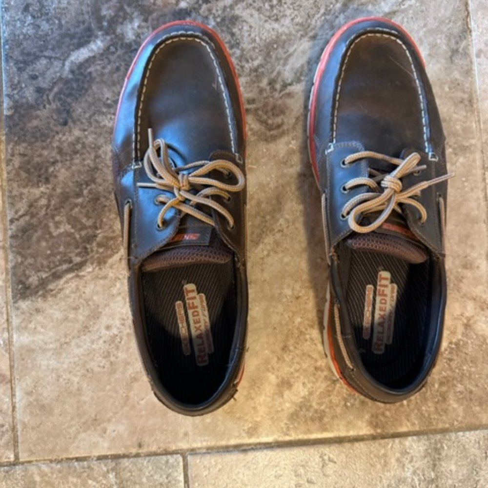 Skechers Men's Memory Foam Boat Shoes Brown Size 14